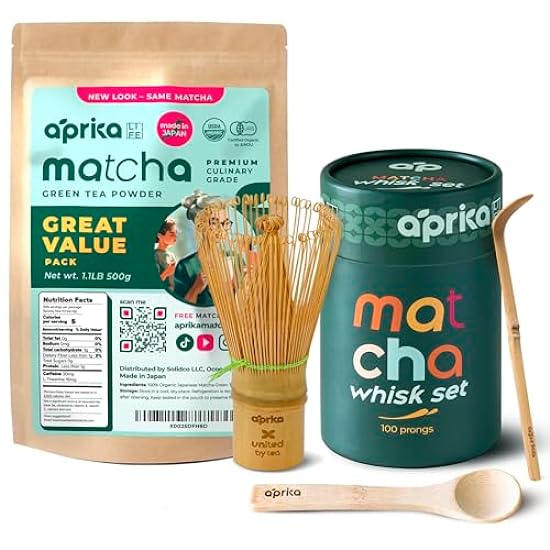 Japanese Matcha Powder 500g + Matcha Bamboo Whisk Set b