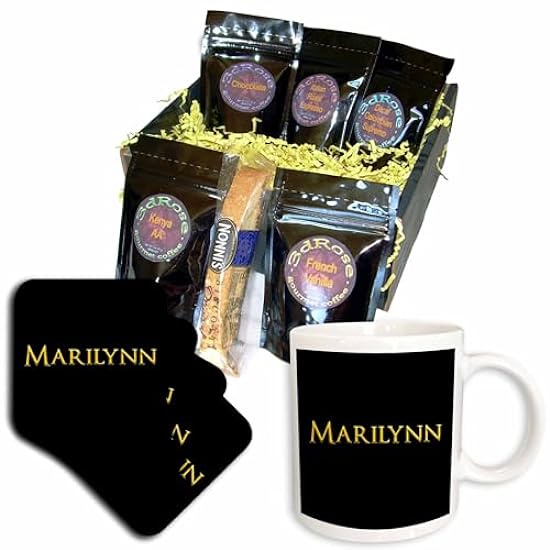 3dRose Marilynn popular woman name in the America. Yellow on... - Kaffee Gift Baskets (cgb-376533-1) 483765670