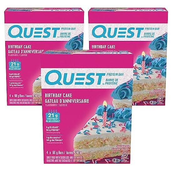 Quest Birthday Cake Protein Bars, 4 x 60g/8.4oz (Pack o