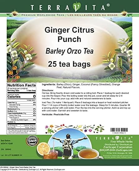 Ginger Citrus Punch Barley Orzo Tee (25 Teebeutel, ZIN: 569942) - 3 Pack 608355061