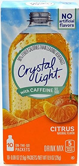 Crystal Light On The Go Citrus With Caffeine Drink Mix, 10-Packet Box (Pack of 45) 141571080