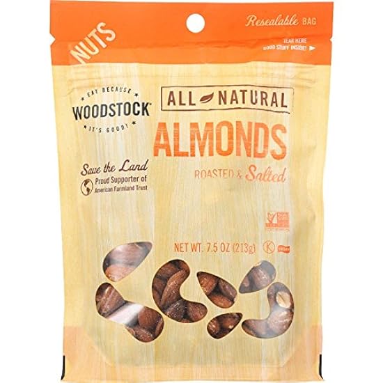 Woodstock Almonds - Whole - Roasted - Salted - Case of 
