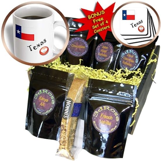 3dRose I Love Texas Kaffee Gift Basket, Multicolored 372601369
