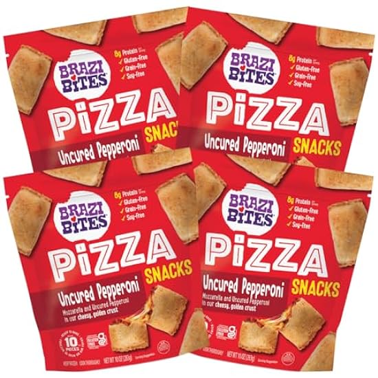 Brazi Bites Pepperoni Pizza Snacks | Better-For-You | Gluten-Free| Grain-Free| Soy-Free| Frozen | No Artificial Ingredients | No preservatives | 10oz. Pouches (4-pack) 967936161