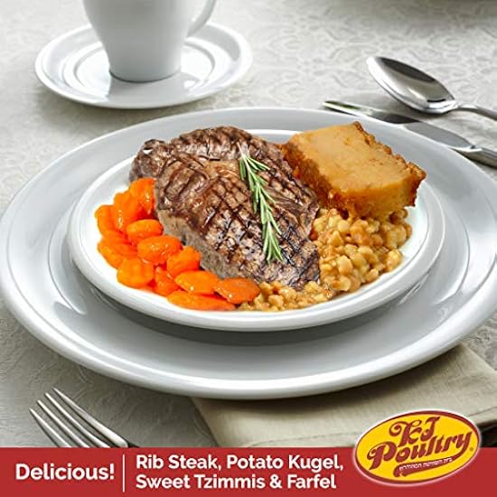 Kosher Beef Rib Steak & Kugel, MRE Meat Meals Ready to Eat, Shabbos Food (2 Pack) Prepared Entree Fully Cooked, Shelf Stable Microwave Dinner - Travel, Military, Camping, Emergency Survival 678562077