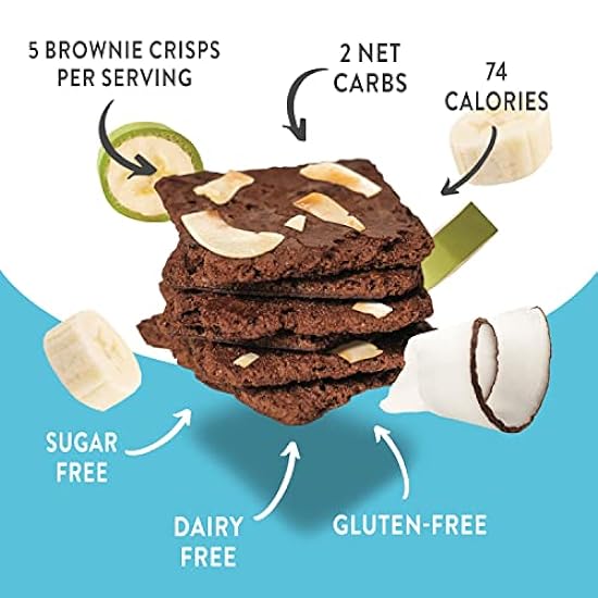 Bantastic Brownie Keto Snack, Coconut Crisps - Crunchy Thin, Naturally Sweet Sugar Free Brownies Snack with Coconut Chips, Gluten Free, Low Carb, Dairy Free, 3 Oz Ea (Pack of 6) 184189744