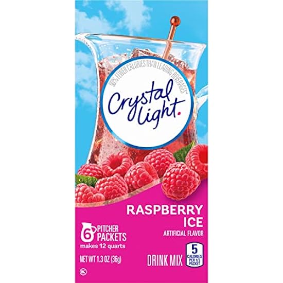Crystal Light Sugar-Free Raspberry Ice Low Calories Powdered Drink Mix 6 Count(Pack of 12) 800486289