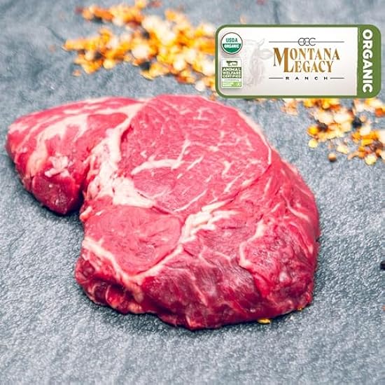 Montana Legacy Ranch Organic Steak Variety Bundle - Deluxe Gourmet Food Gift Pack - Filet Mignon, Ribeye, Sirloin, Chuck and Round Organic Steaks & Grass Fed Hamburger Patties - USA Steak For Delivery 843509308