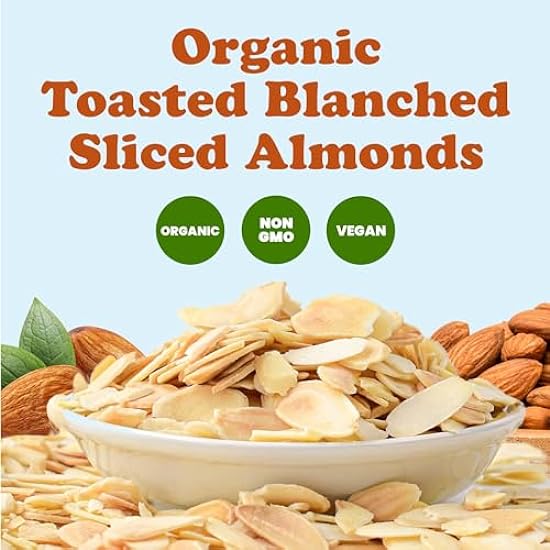 Organic Toasted Blanched Sliced Almonds, 10 Pounds – Unsalted & Dry Roasted, Premium Non-GMO Almond Nuts, Perfect for Salads, Snacks, Baking and Crunchy Topping. Keto & Paleo Friendly. Vegan & Kosher 985530785