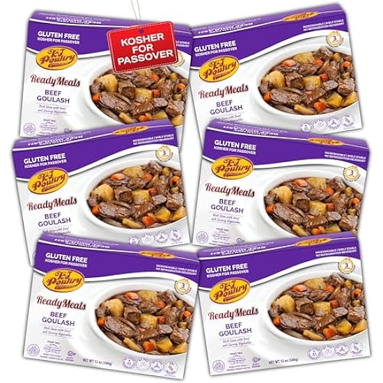 Kosher for Passover Gluten Free Food, Matzo Ball Chicken Soup + Beef Goulash (6 Pack - Variety) MRE Meat Meals Ready to Eat, Prepared Entree Fully Cooked, Shelf Stable Microwave Dinner, Travel 142877215