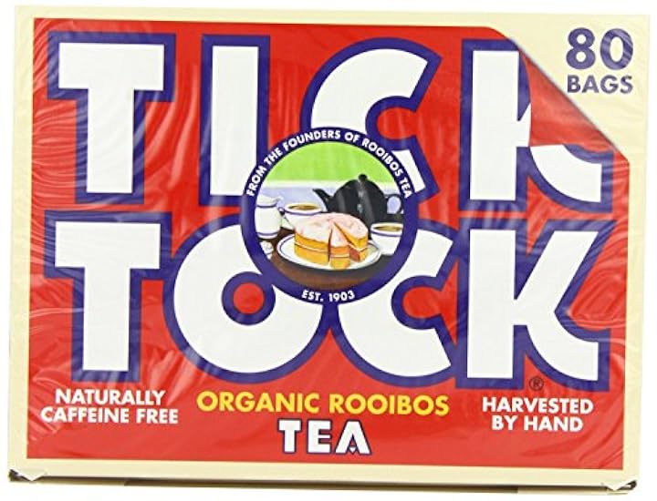 Tick Tock Organic Rooibos 80 Teabags (Pack of 5, Total 