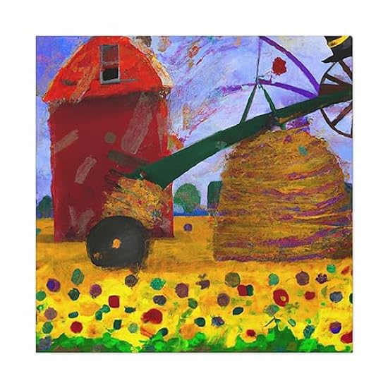 Harvesting Hay Impression - Canvas 36″ x 36″ / Premium 