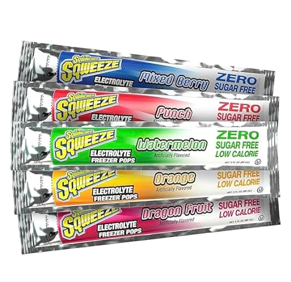 Sqwincher Electrolyte Freezer Pops, Zero Sugar, 5 Assorted Flavors: Punch, Orange, Dragonfruit, Wassermelon and Mixed Berry - 40 pack 186444637