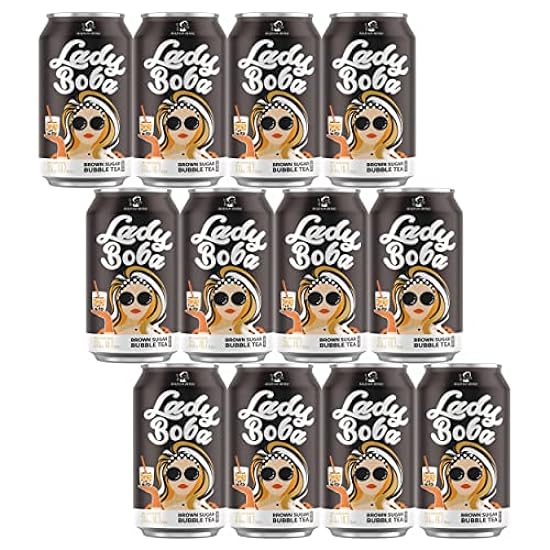 (Pack of 12) Lady Boba 12 Cans. Milk Bubble Tee with Bo