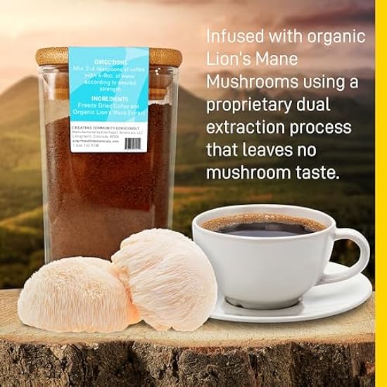 Enerhealth Botanicals NutriCafé Freeze Dried Lion´s Mane Instant Mushroom Kaffee – Low Acidity, 100% Colombian Kaffee, Infused with Organic Mushroom Extracts for Improved Focus & Memory – 3.17 oz 189269042