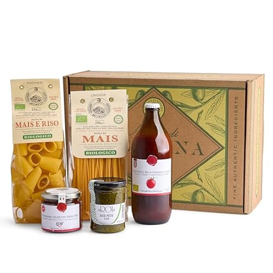 Bellina Vegan & Gluten-Free Italian Gift Basket With Corn Pasta, Sun Dried Tomatoes, Basil Pesto, & Tomato Sauce - Vegetarian Gourmet Pasta Gift Basket for Foodies, Holiday Gift Imported from Italy 968376307