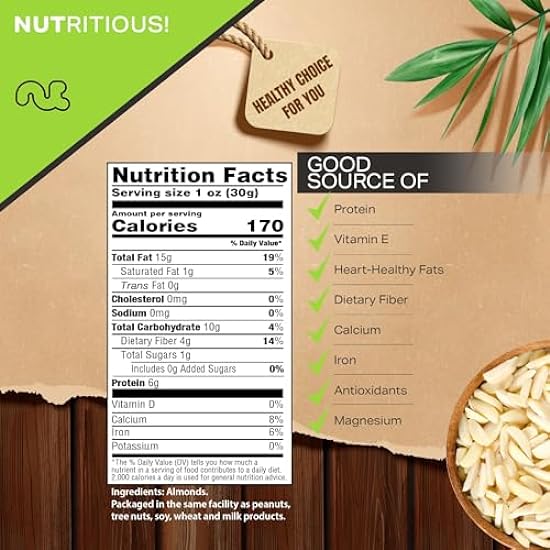 Nut Cravings - Raw Slivered Almonds, Unsalted, Superior to Organic (80oz - 5 LB) Packed Fresh in Resealable Beutel - Nut Snack - Healthy Protein Food, All Natural, Keto Friendly, Vegan, Kosher 661144028