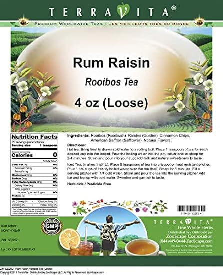 Rum Raisin Rooibos Tee (Loose) (4 oz, ZIN: 532252) - 2 Pack 869810028