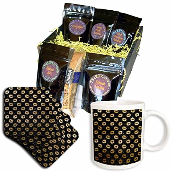 3dRose Glam Image Of Gold Lips Kiss Pattern On A Schwarz... - Kaffee Gift Baskets (cgb_352775_1) 672684787
