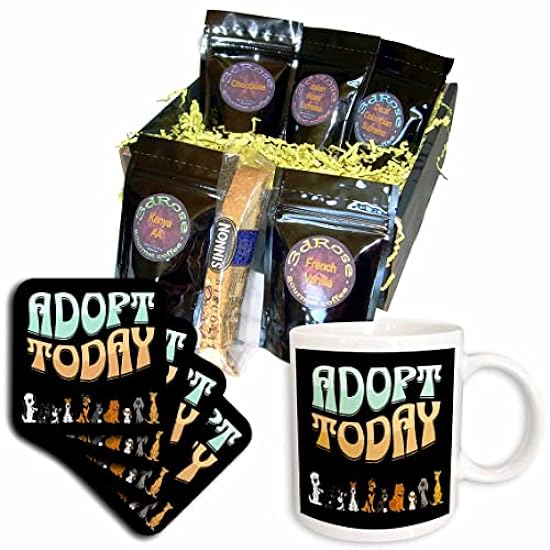 3dRose Cute funny Adopt Today Rescue Dog Pets and Dog Lovers - Kaffee Gift Baskets (cgb-371306-1) 806050562