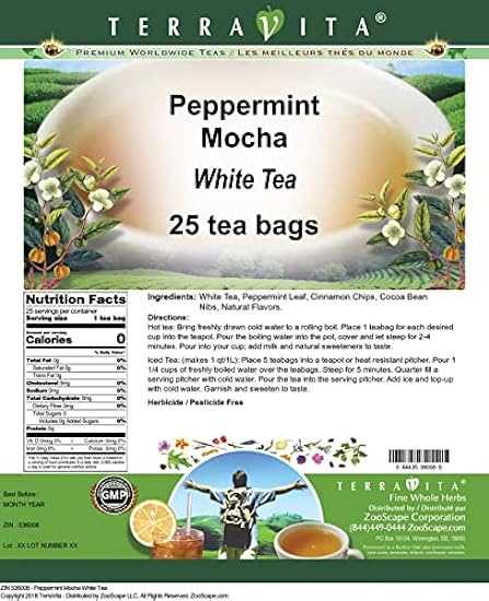 Peppermint Mocha Weiß Tee (25 Teebeutel, ZIN: 536008) - 2 Pack 769467179