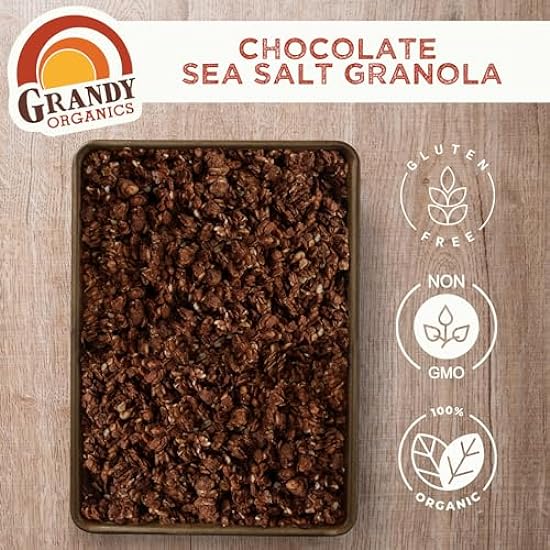 Grandy Organics Dark Schokolade Meersalz Granola, 10 Pound Bulk Bag, Certified Organic, Gluten Free, Non-GMO, Kosher, Plant Based Protein Granola 213376389