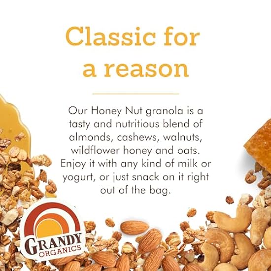 Grandy Organics Honey Nut Granola, 10 Pound Bulk Bag, Certified Organic, Gluten Free, Non-GMO, Kosher, Plant Based Protein Granola 625787103