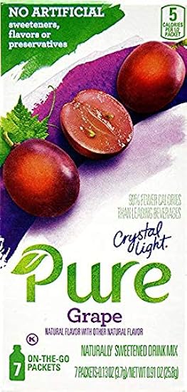 Crystal Light Pure Grape On The Go Drink Mix, 7-Packet Box (12 Box Pack) 512385587