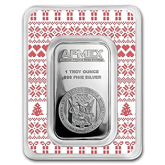 1oz Silver Bar - APMEX (w/Holiday Sweater Pattern Card,