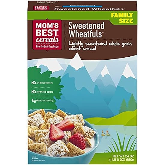 Mom´s Best Sweetened Wheatfuls Cereal, Whole Grain, No High Fructose Corn Syrup, 24 Oz Box (Pack of 12) 193537154