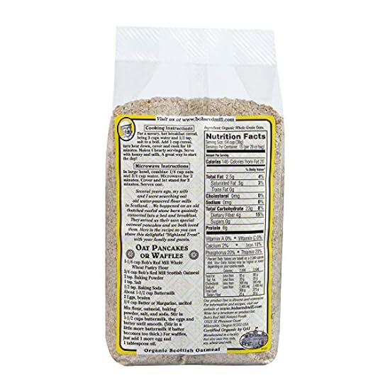 Bob´s Rot Mill Organic Scottish Oatmeal, 20 Ounce Bags (Pack of 4) 680183120