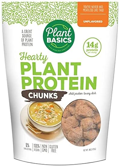 Plant Basics - Hearty Plant Protein - Unflavored Chunks, 1 lb (Pack of 3), Non-GMO, Gluten Free, Low Fat, Low Sodium, Vegan, Meat Substitute 683645725