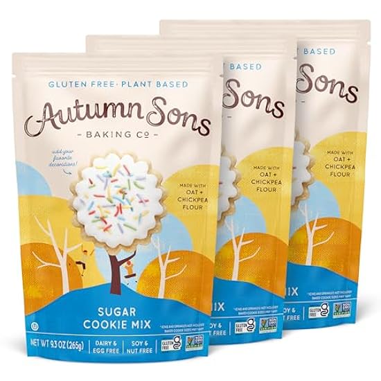 Autumn Sons Baking Co. Gluten Free Sugar Cookie Mix. Vegan Plant Based Baking Mix. Free From 11 Common Allergens. Dairy Free, Nut Free, Soy Free, Non GMO 9.3 oz (Pack of 3) 662420686