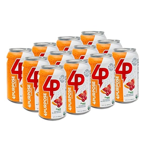 Cranberry Blood Orange Energy Drink, Natural Energy Sports Drinks with Caffeine and B-Complex Vitamins, Guilt-free Healthy Drinks, Pack of 12, 355 ml - 4 Purpose Energy 234015693