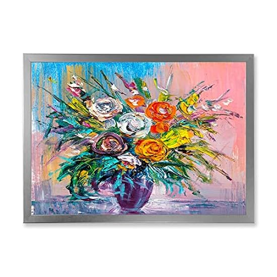 DesignQ Bouquet Of VIbrant Flowers Traditional Framed W