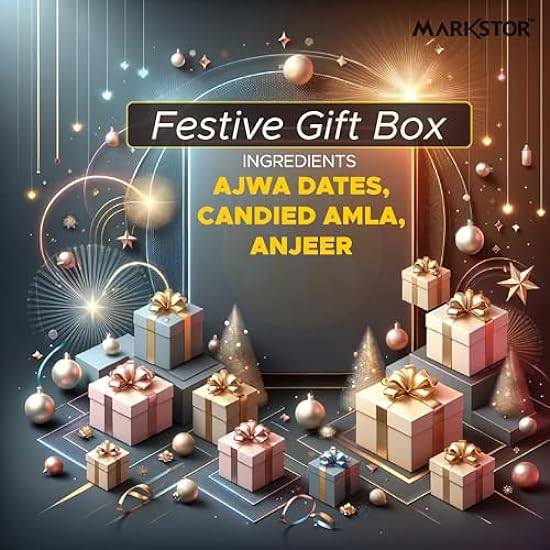 Markstor Christmas Gift Box of Ajwa Dates & Amla - Candied, Dry Figs Superfood Combo - 300g 374498606