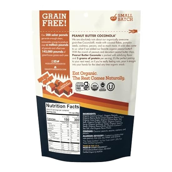 Grandy Organics Peanut Butter Coconola Granola, Gluten Free, Grain Free, Peanut Butter Granola with 5g Plant Based Protein, 9oz (Pack of 6) 67738077