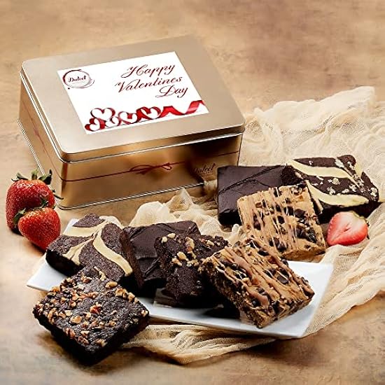 Dulcet Gift Baskets Happy Birthday Brownie- Schokolade Fudge Brownie Assortment Gift Tin Delicious, Fresh Baked Snacks Schokolade Cheese Walnut Fudge Chip Blondie for Men, Women, Friend, Grandmother, Students. 801963304