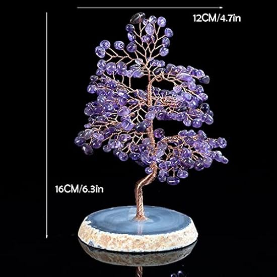 Crystal Tree Bonsai Feng Shui Money Tree Natural Crystal Lucky Tree Fortune Bonsai Tree Agate Bottom Handmade Crafts Home Decoration Shop Opening Gift 6.3 inch Crystal Quartz Lucky 441210582