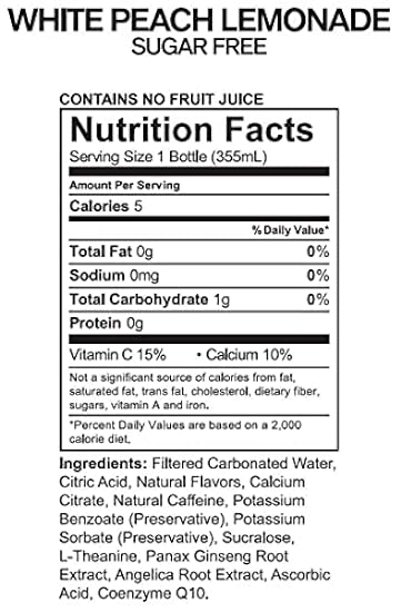UPTIME – Weiß Peach Lemonade – Zero Sugar (12 Pack), Premium Energy Drink, 12oz Bottles, Natural Caffeine, Sparkling, Natural Flavors, 5 Calories 186416552