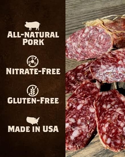 Fortuna´s Finocchiona Dry Salami - Nitrate-Free Artisanal Charcuterie with Natural Fennel - Gluten-Free and Ideal for Keto Diets - Delicious Flavor and Texture for Snacking or Cooking, 2 Sticks, 10oz each 27260170