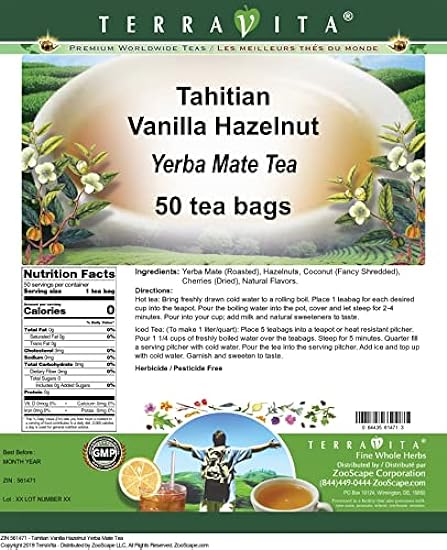 Tahitian Vanilla Hazelnut Yerba Mate Tee (50 Teebeutel, ZIN: 561471) 8450103