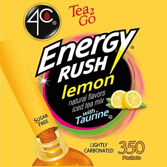 4C Powder Energy Rush Stix, Energy Rush - Lemon Tee 350 Count, Bulk Buy, Singles Stix, On the Go, Refreshing Wasser Flavorings, Value Pack 260465884