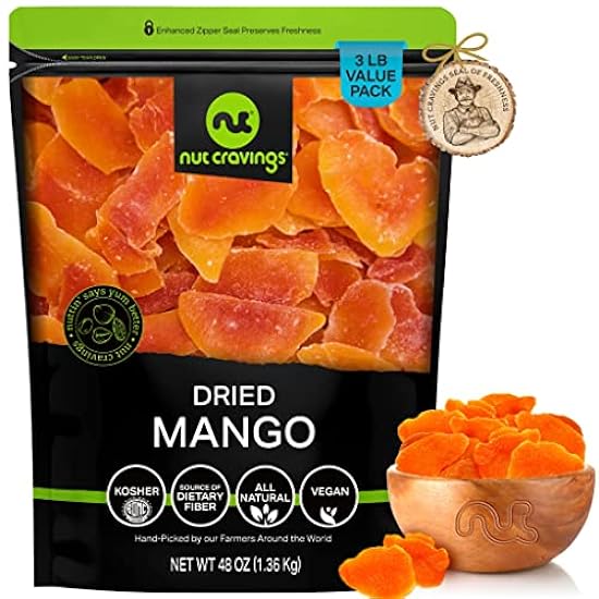 Nut Cravings Trockenfrüchte - Sun Dried Kiwi Slices, with Sugar Added (48oz - 3 LB, Bulk) Packed Fresh in Resealable Beutel - Sweet Snack, Healthy Food, All Natural, Vegan, Kosher Certified 310123112