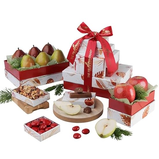 The Fruit Company Winter Gift Tower, The Ultimate Gift, Filled with Fresh Fruits and Tasty Gourmet Treats, Gift for Anniversaries, Birthdays, and More 876815166