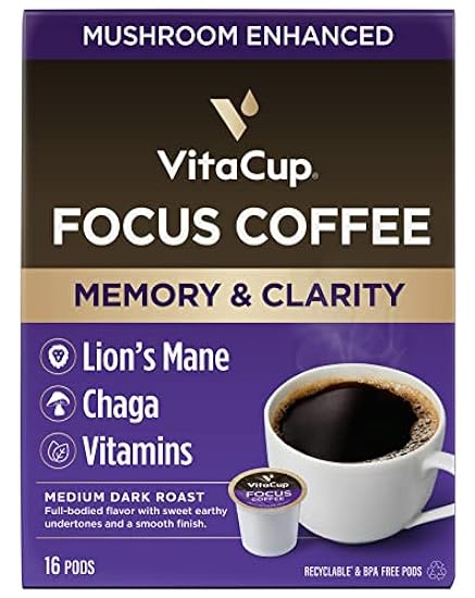 VitaCup Kaffee Pod Genius Vanilla & Mushroom 32ct. Bundle Vitamin infused Recyclable Single Serve Pods Compatible with K-Cup Brewers Including Keurig 2.0 343069022