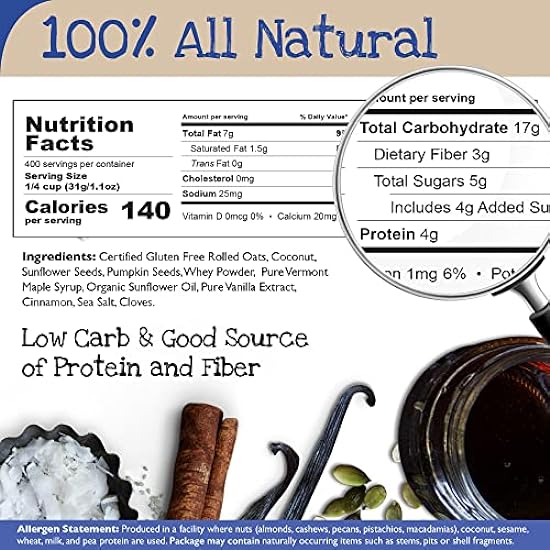 True North Granola – Gluten Free Maple Vanilla Granola, Low Carb, Nut Free and Non-GMO, Bulk Bag, 25 lb. 806287883