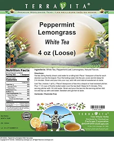 Peppermint Lemongrass Weiß Tee (Loose) (4 oz, ZIN: 533344) - 3 Pack 123258307
