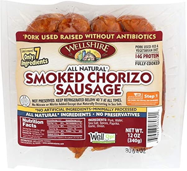 Wellshire Farms, All Natural Smoked Chorizo Sausage, 12 oz 706280937