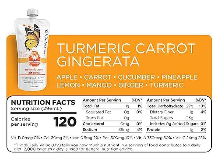 Turmeric Carrot Gingerade Superfood Juice – Antioxidants & Immune Defense (10 oz, 12 Pack) 172969917